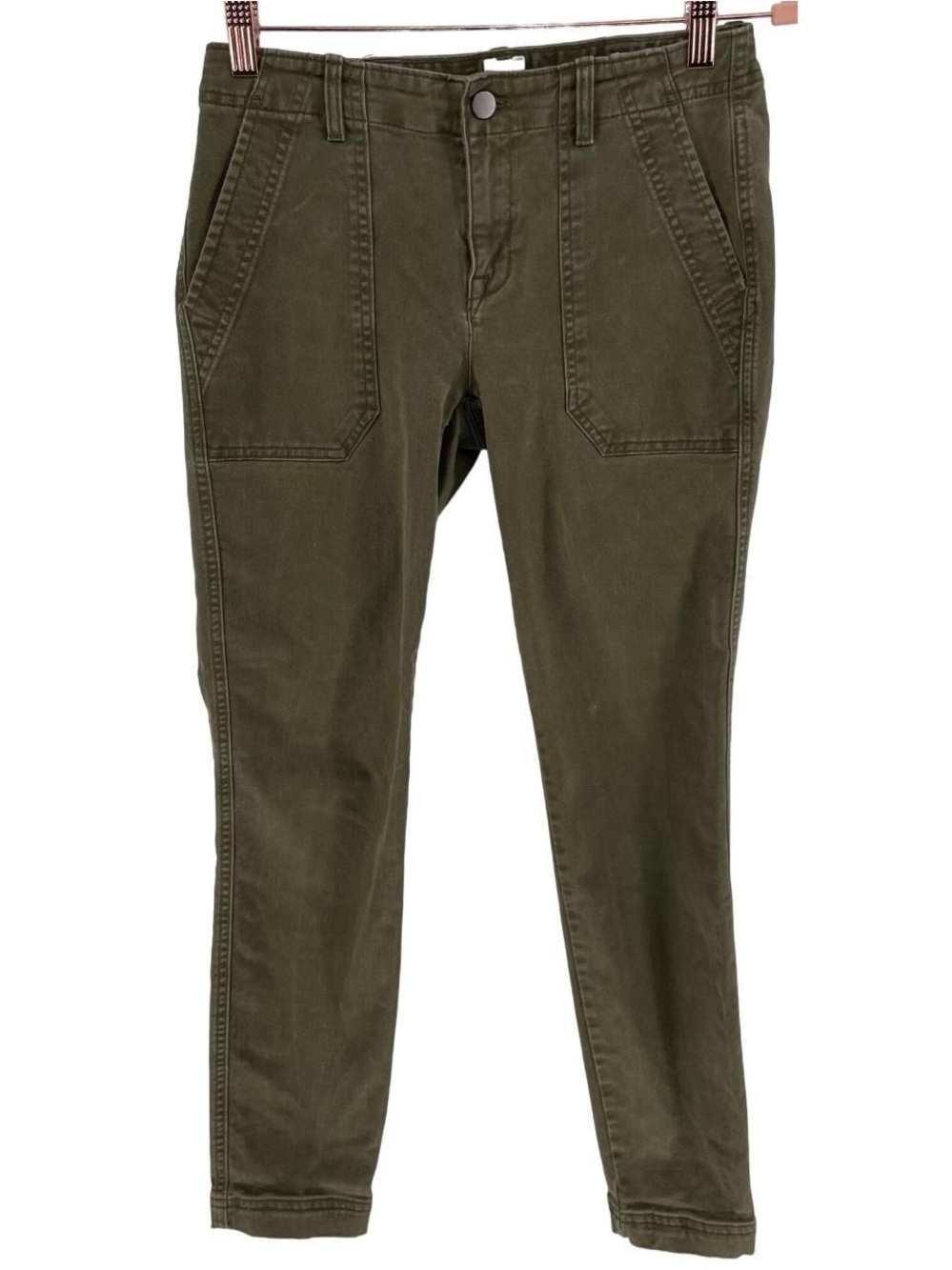 Olive Green Slim Utility Pants - Skinny Ankle
